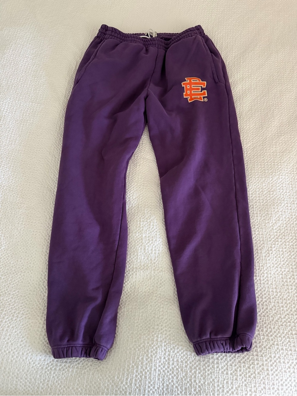 Eric Emanuel Men’s Size XXL Purple Sweatpants with Orange EE Logo